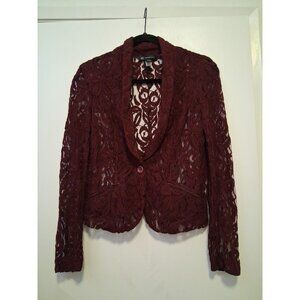 INC Y2K Lace Blazer Feminine Burgundy Small
